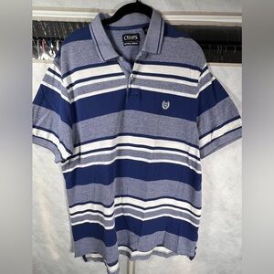 Chaps Navy and White Striped Polo Shirt excellent condition size L